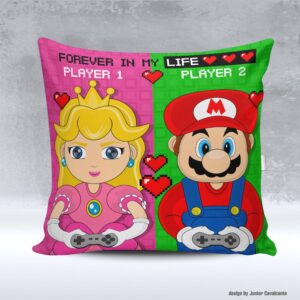 Kit de Artes para Sublimação Dia dos Namorados 094 Gamer Mario e Peach Forever