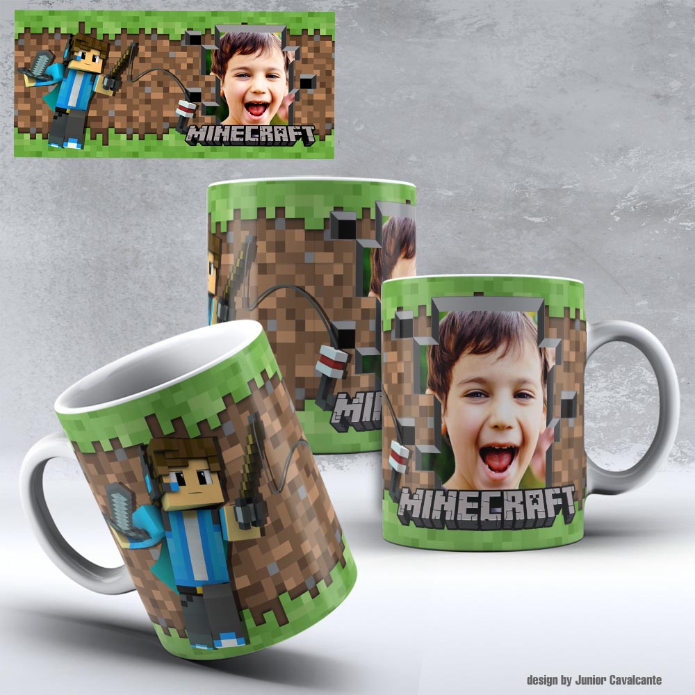 Arte Digital Caneca Minecraft Desenho Gamer Infantil Nome