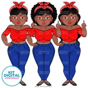 Kit Digital para Sublimação Bonequinhas Inclusão Gordinha 005 Negra