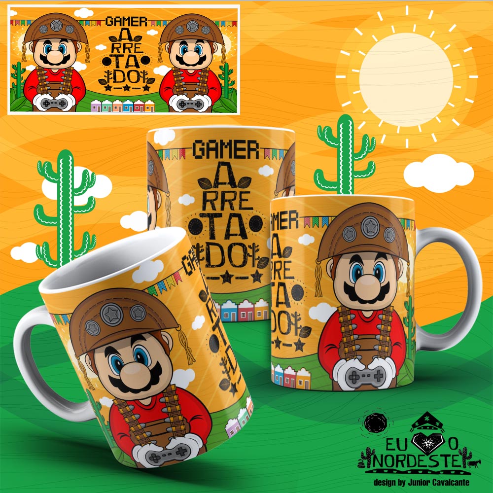 Arte para Sublimação em Caneca Nordeste Colors Mario Gamer