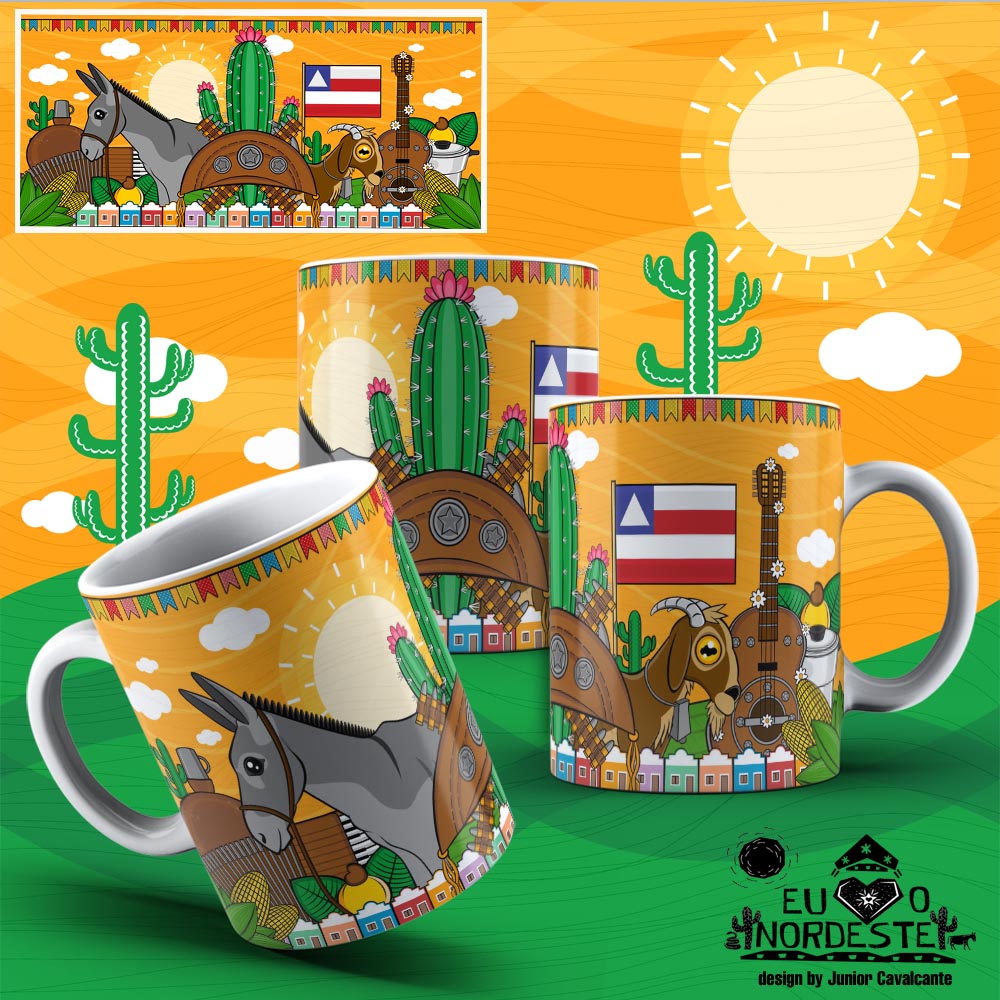 Arte para Sublimação em Caneca Nordeste Colors Bahia