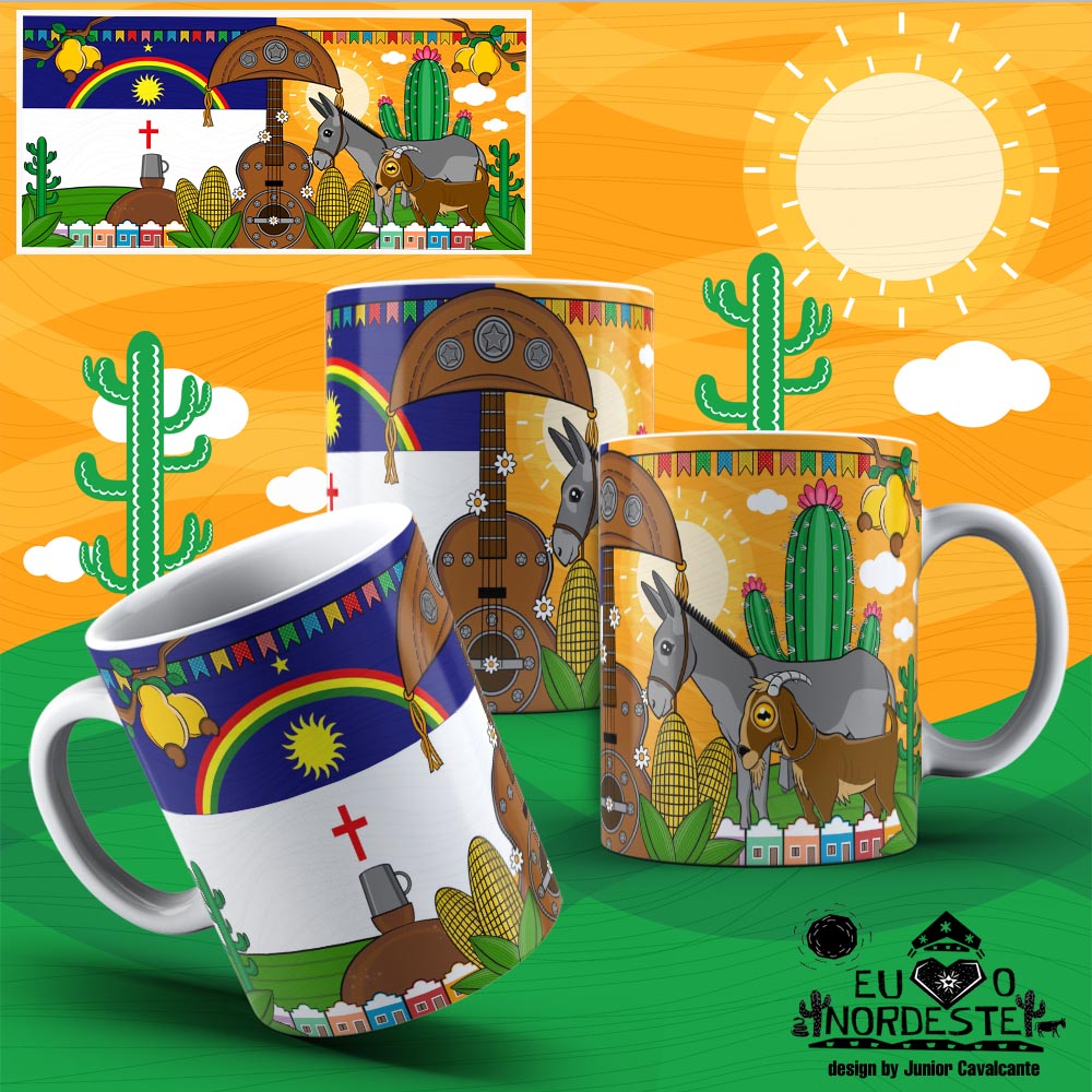 Arte para Sublimação em Caneca Tema Nordeste Bandeira Pernambuco