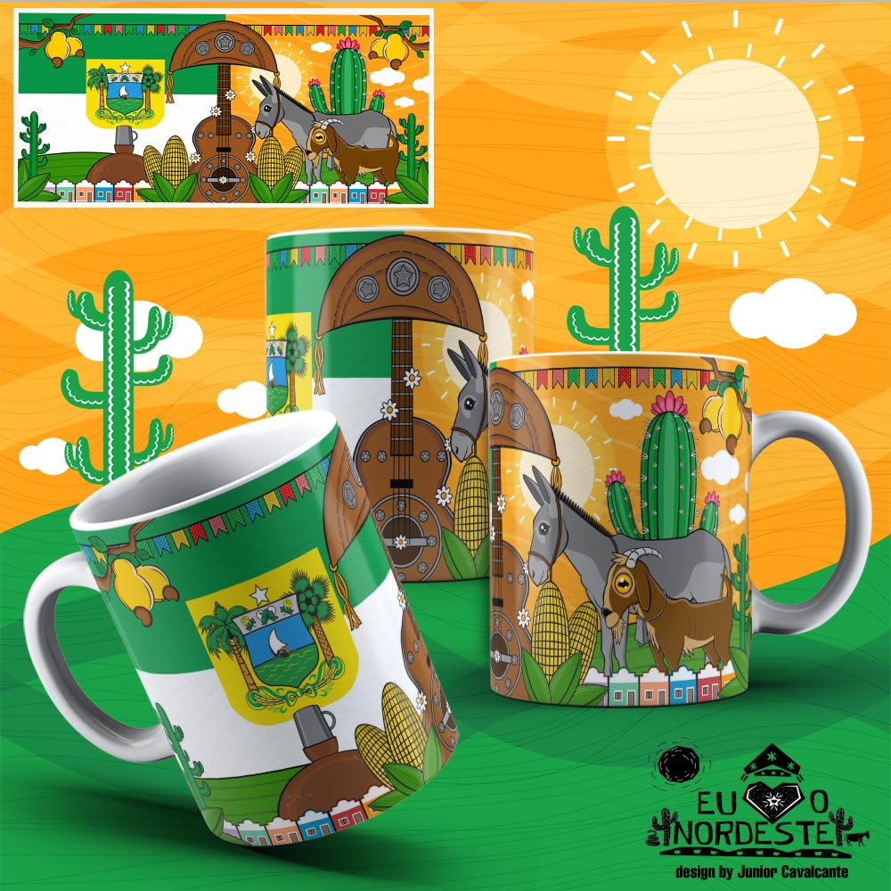 Arte para Sublimação em Caneca Tema Nordeste Bandeira Rio Grande do Norte