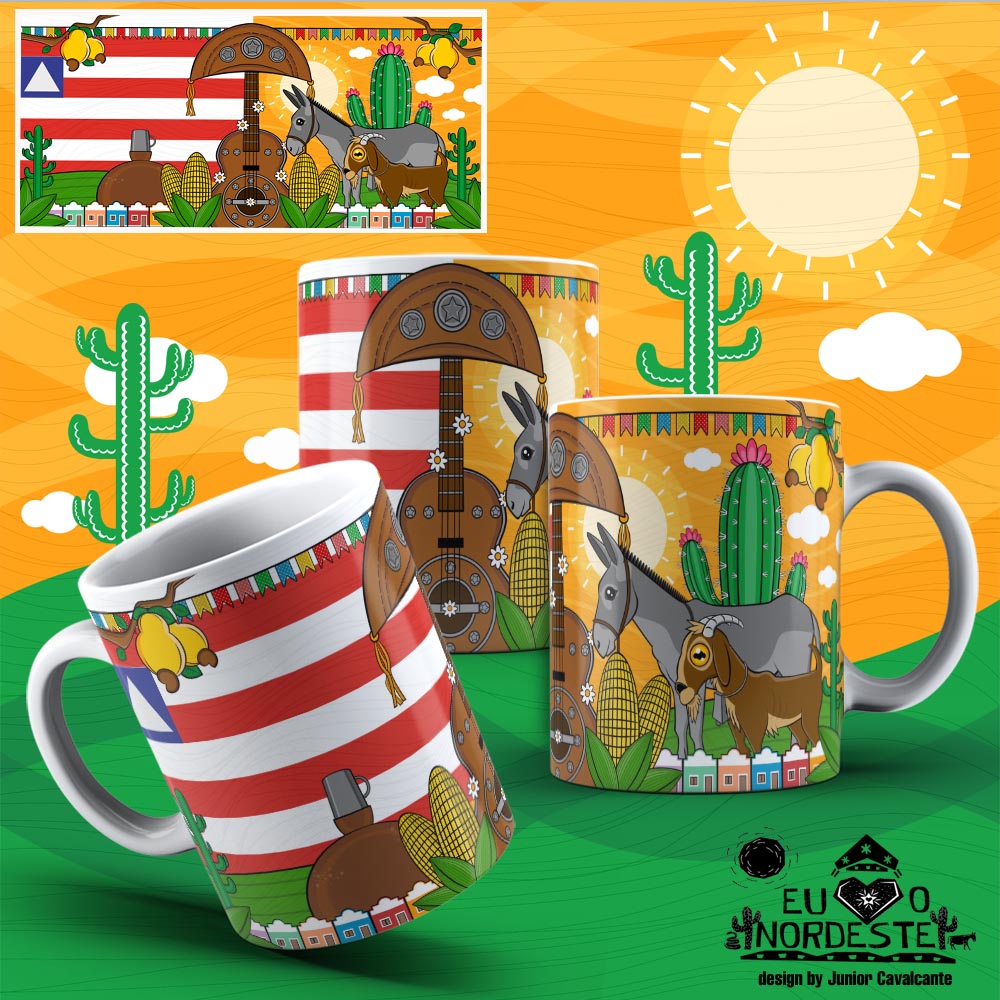 Arte para Sublimação em Caneca Tema Nordeste Bandeira Bahia