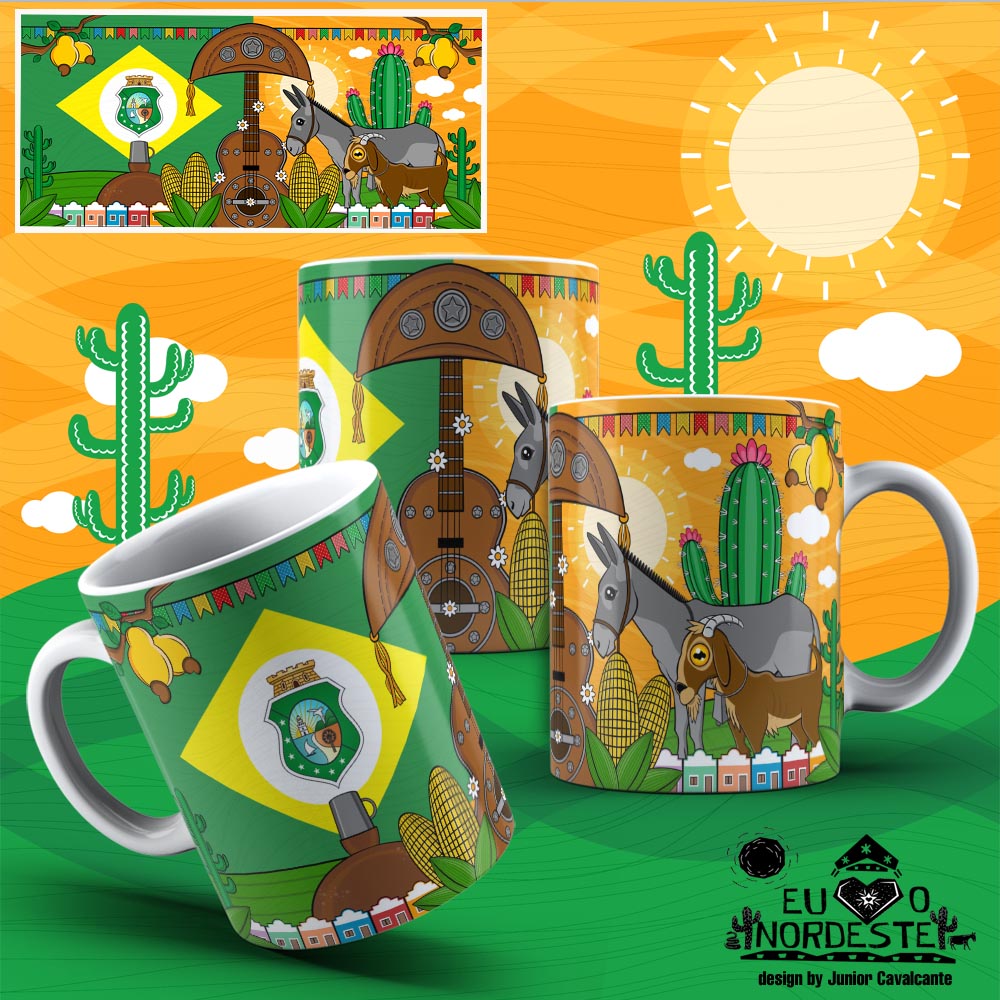 Arte para Sublimação em Caneca Tema Nordeste Bandeira Ceará