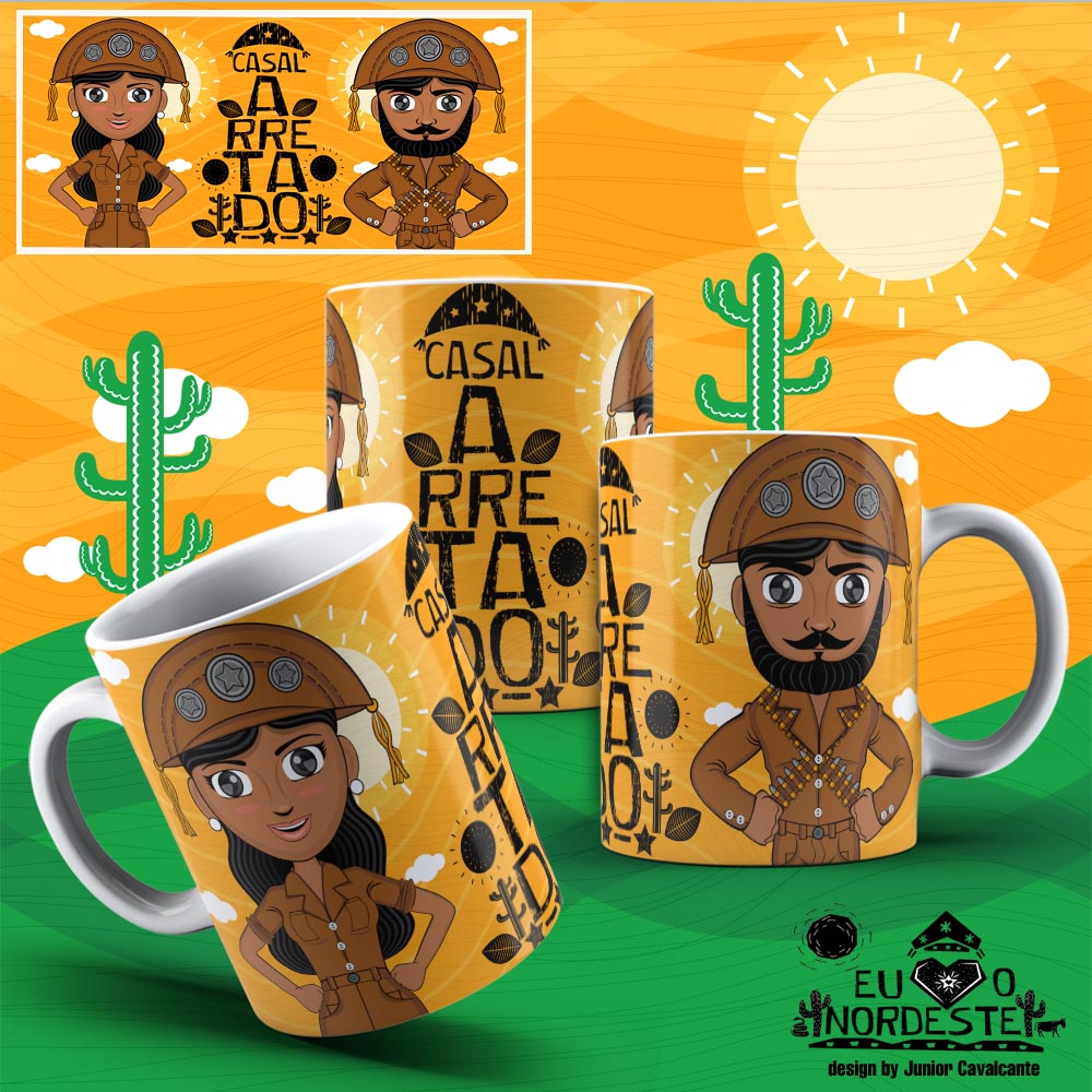 Arte para Sublimação em Caneca Tema Nordeste Casal Arretado