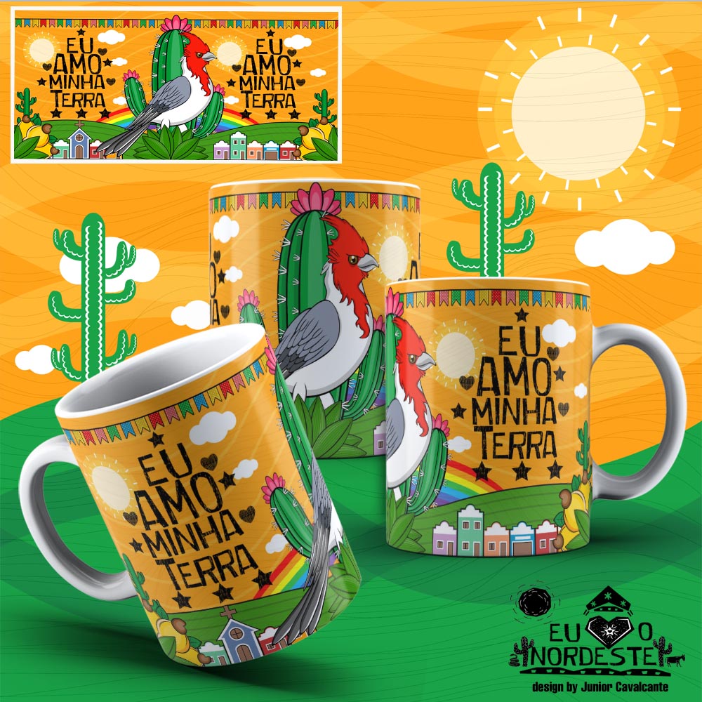 Arte para Sublimação em Caneca Tema Nordeste Galo de Campina